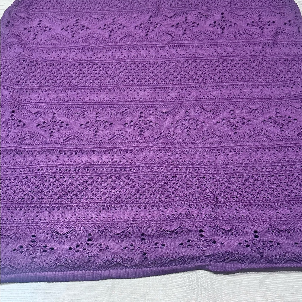 WHBM Crochet Knit Plum Purple Mini Skirt - Picture 5 of 11